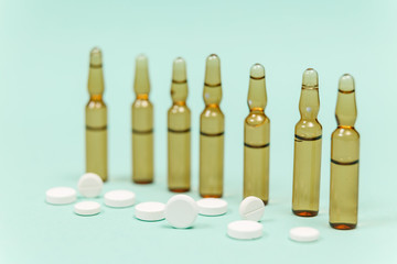 Medical Vaccine vial hypodermic injection treatment disease care in hospital and prevention illness.