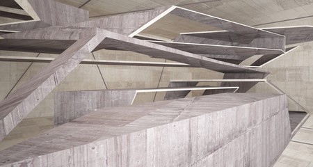 Abstract brown and beige concrete interior. 3D illustration and rendering.