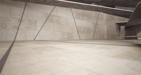 Abstract brown and beige concrete interior. 3D illustration and rendering.