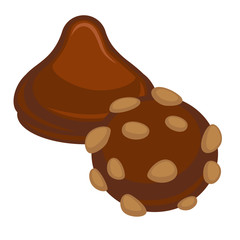 Chocolate products cream and candy with nuts vector