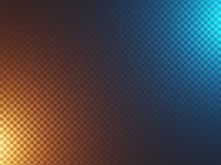 Sci-fi metal background with abstract texture illuminated in blue and orange. 3d rendering.