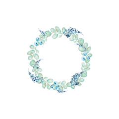 Floral Watercolor Wreath Isolated On A White Background Hand Drawn Illustration