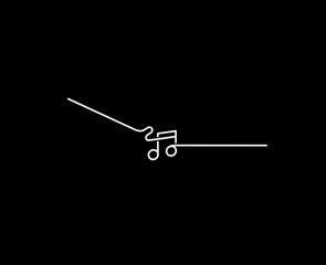 Music notes banner design, Flat Line art vector illustration.