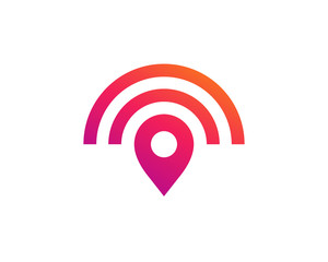 Wireless geotag or location pin logo icon design