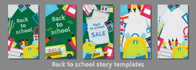 Back to School vector story templates for social networks