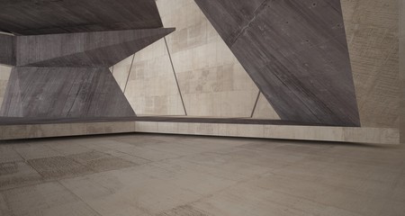 Abstract brown and beige concrete interior. 3D illustration and rendering.