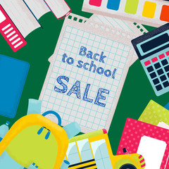 Back to School sale vector template for social networks