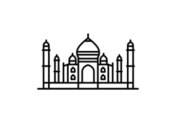 Indian city icon - Taj Mahal, Agra - Delhi - Line art.