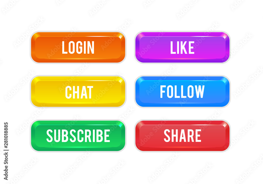 Wall mural ui set of action buttons