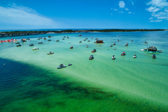 Aerial View of Crab Island, Located off of Destin, Florida in Choctawhatchee Bay