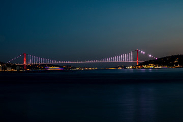 Fototapeta na wymiar Night Cityscape Istanbul Bosphorus Bridge