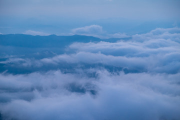 Naklejka na ściany i meble fog and cloud mountain valley landscape