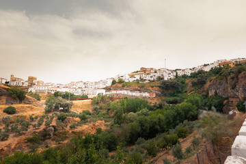 Setenil de las Bodegas one of the famous white towns from Cadiz region at Andalucia, Spain.