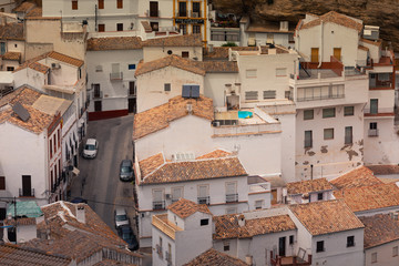 Setenil de las Bodegas one of the famous white towns from Cadiz region at Andalucia, Spain.