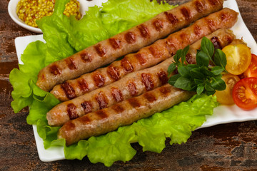 Grilled pork sausages