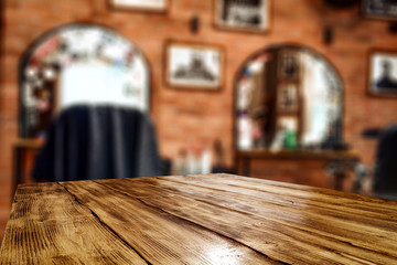 Desk of free space and barber shop 