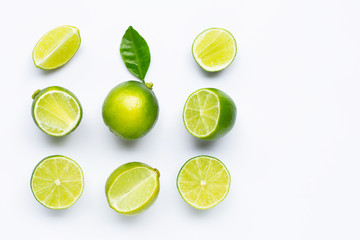 Limes isolated on white background.