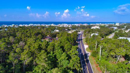 Aerial View of the Famous County Road 30A in Santa Rosa Beach, Florida