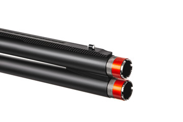 Hunting double-barrelled gun on a white background.  Double Shotgun isolated on  white back.