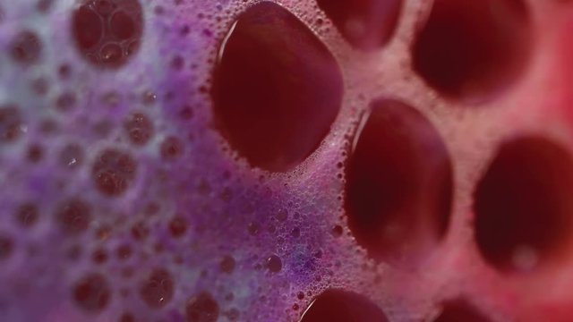 Close-up colorful bubbles of foam bath bomb texture