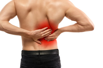 Fototapeta premium Unrecognizable man having heavy backache