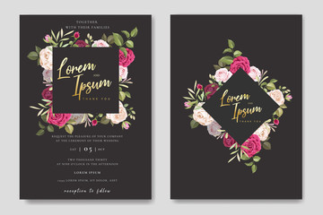 elegant wedding card design with beautiful roses wreath template