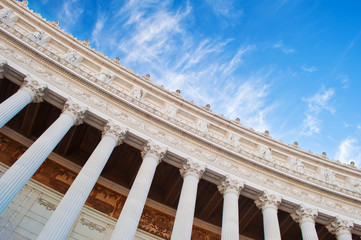 Front view of high columns of Altare della Patria