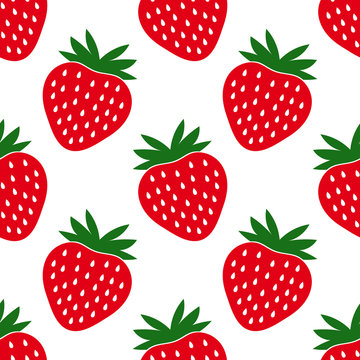 Strawberries fruits seamless pattern.