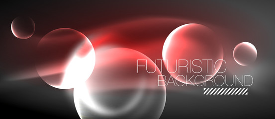 Blurred neon glowing round shapes, abstract circles and lights