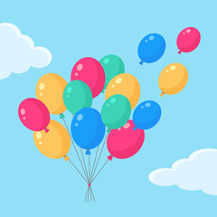 Helium air balloon, balls isolated on background. Happy birthday, party concept. Vector flat design