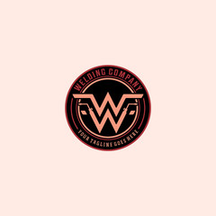 Monogram of two letters w for welding company badge logo design inspiration