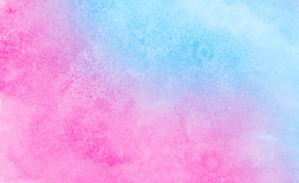 Watercolor paper textured ink effect grungy wet pastel illustration for design. Modern creative smeared blue, purple and pink shades aquarelle background for vintage card, retro template - Powered by Adobe