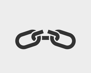Broken chain link icon vector. Concept demage connection or join in business. Disconnect symbol isolated on white background.