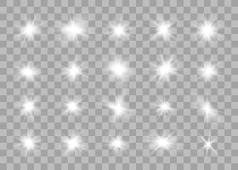 Set of Glowing Light Stars 