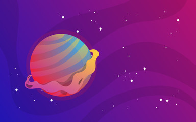 vector planets, space, star and meteor illustration in gradient style color. for background, website, banner and card.
