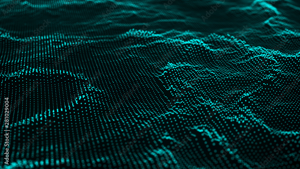 Aufkleber cybernetic futuristic background. big data visualization. technological 3d landscape. abstract grid 