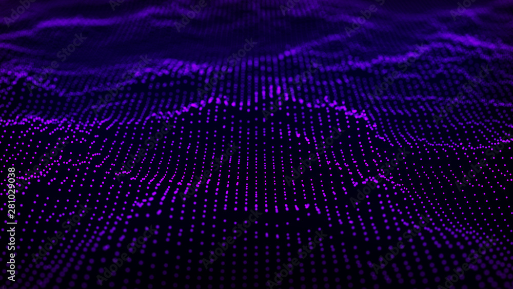 Poster cybernetic futuristic background. big data visualization. technological 3d landscape. abstract grid 