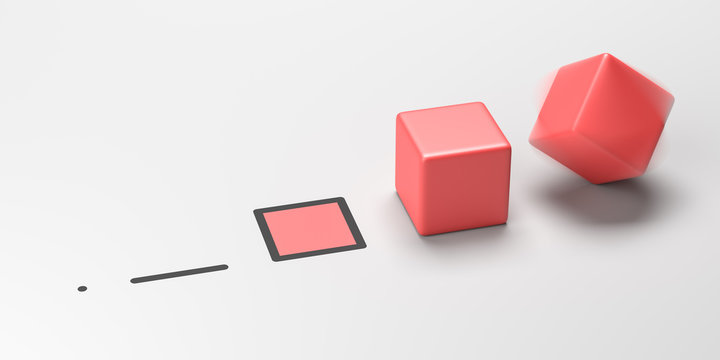 Four Dimensions 3D Illustration Concept