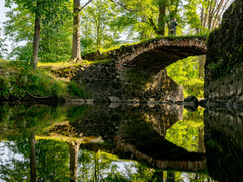 beautiful stone bridge over the river Kuja, beautiful morning light, deep shadows