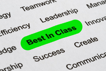 Customer Service Business Buzzwords, Highlighted on White Paper - Best In Class
