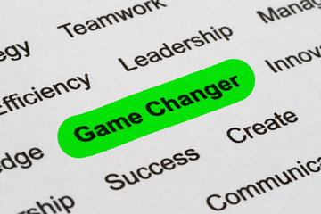 Obraz premium Customer Service Business Buzzwords, Highlighted on White Paper - Game Changer