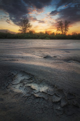 beautiful sunset on the sandy beach