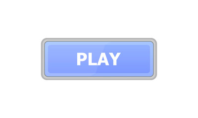 The blue button on which the text is written: PLAY is depicted on a blue background.
