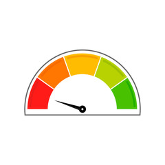 Speedometer icon. Info-graphic. Left position. White background.