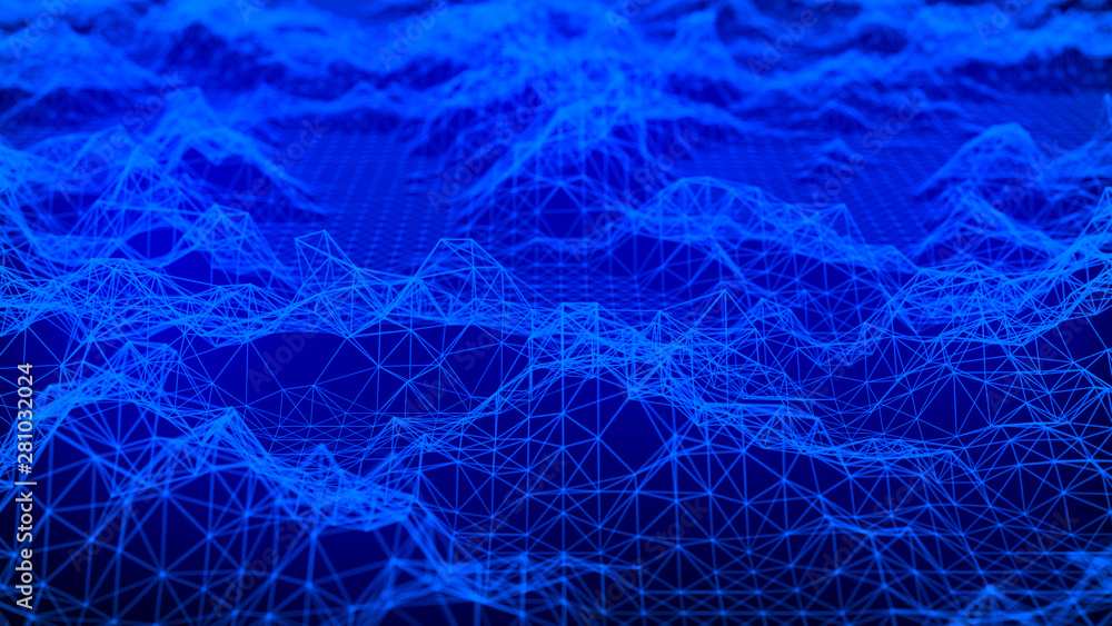Aufkleber cybernetic futuristic background. big data visualization. technological 3d landscape. abstract grid 