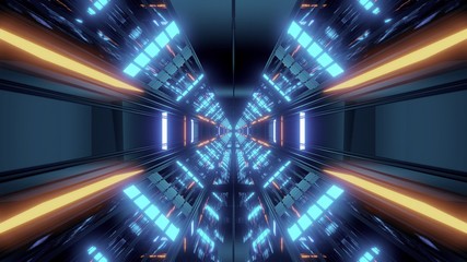 futuristic science-fiction tunnel corridor 3d illustration background wallpaper