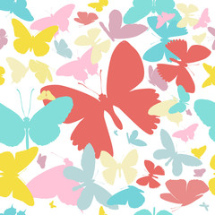 Fototapeta na wymiar Colorful butterflies seamless pattern on white background. Vector illustration.