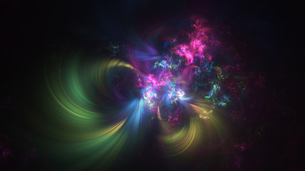 Abstract blurred rainbow shapes. Fantasy light background. Digital fractal art. 3d rendering.