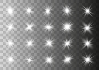 Set of Glowing Light Stars 