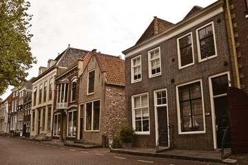 Fototapeta na wymiar Typical strret in the old town ZIERIKZEE on Zeeland / Netherlands